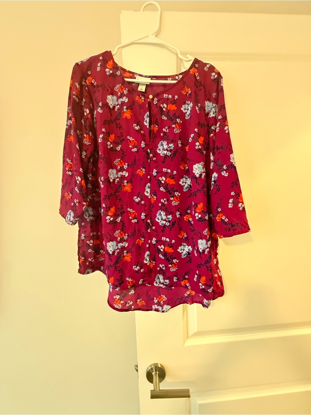 Ava & Viv Pink Floral Keyhole Tunic Top